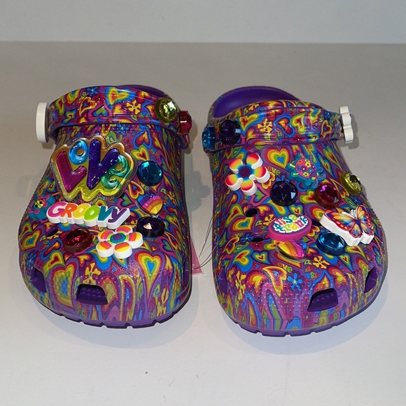 NWT CROCS Limited Edition Lisa Frank Multicolor Classic Clogs With Jibbitz - Picture 6 of 7